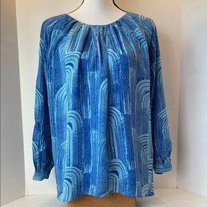 Kelly Wearstler | Retro Print Crew Neck 3/4 Raglan Sleeve Blouse